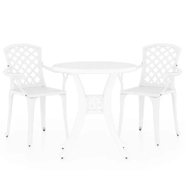 Zestaw mebli bistro z odlewanego aluminium, biały, krzesła 61x60x93 cm, s