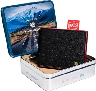 Peterson Skórzany, sportowy portfel męski z ochroną kart RFID Peterson NoSize - Portfele - miniaturka - grafika 1