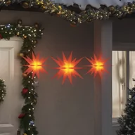 Oświetlenie świąteczne - vidaXL Gwiazdy morawskie z LED, 3 szt., składane, czerwone - miniaturka - grafika 1