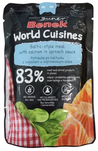 SUPER BENEK World Cuisines Karma dla kotów - łosoś w szpinakowym sosie 100g - Mokra karma dla kotów - miniaturka - grafika 1