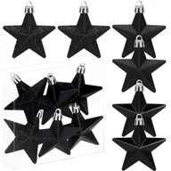 Bombki - Bombki choinkowe 6 szt. ozdoby świąteczne gwiazdki zestaw czarny - miniaturka - grafika 1