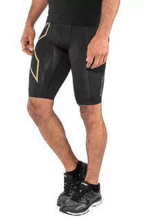 Spodnie sportowe męskie - 2XU MCS Run Compression Spodnie krótkie Mężczyźni, czarny/żółty S 2022 Spodenki kompresyjne - grafika 1