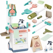 Zabawy w naśladowanie dorosłych - 2 x ZESTAW WÓZEK DO SPRZĄTANIA 3w1 XXL WÓZEK ODKURZACZ ZESTAW 20el. MATADI - miniaturka - grafika 1