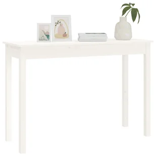 Lumarko Stolik konsolowy, biały, 110x40x75 cm, lite drewno sosnowe - Konsole i sekretarzyki - miniaturka - grafika 5