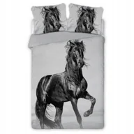 Pościel dla dzieci - Koń Czarny Pościel Bawełniana Perkal 160x200 2x70x80 - miniaturka - grafika 1