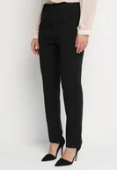 Spodnie damskie - Czarne Spodnie Garniturowe z Wiskozą z Wysokim Stanem i Kieszeniami Senolira - miniaturka - grafika 1