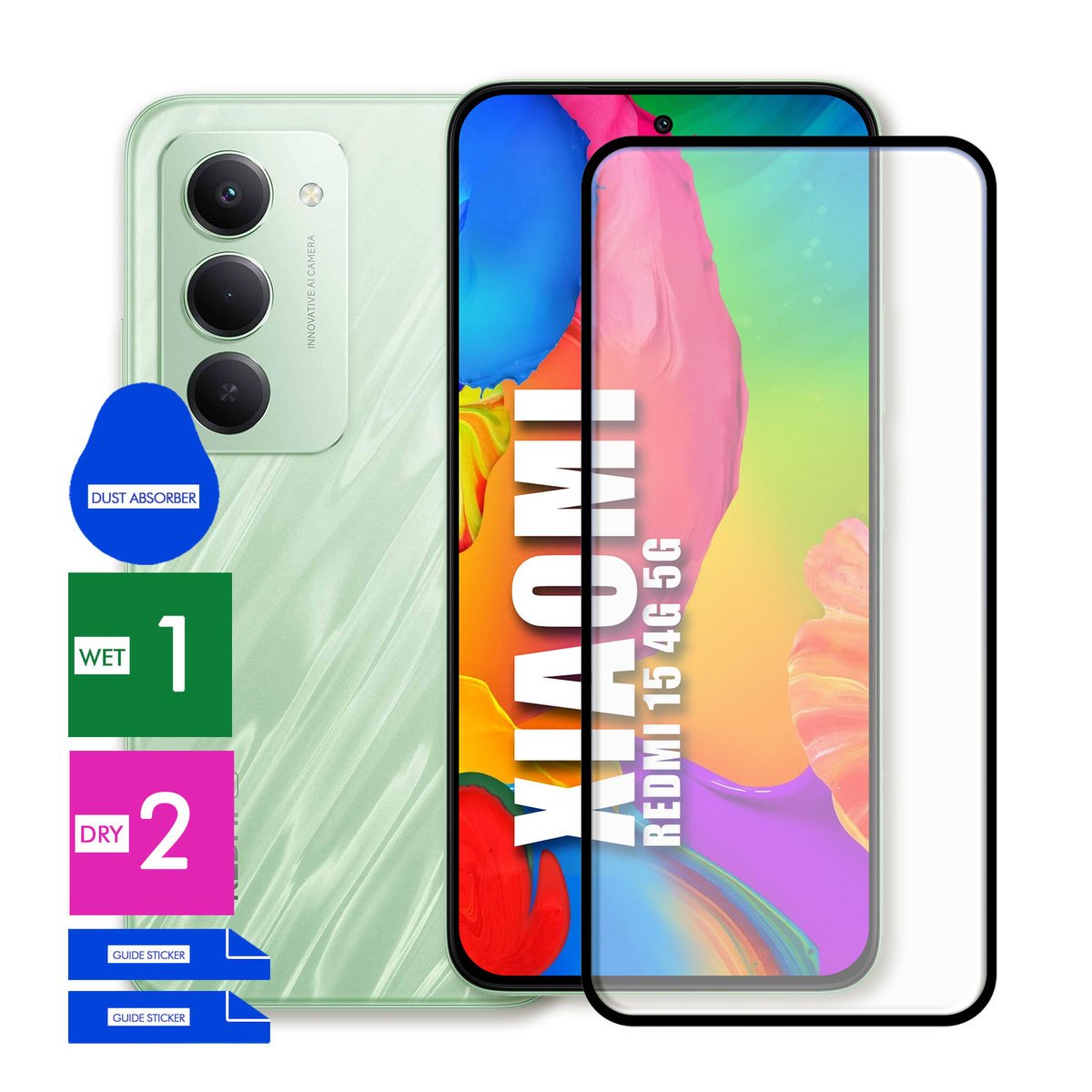 SZKŁO OCHRONNE DO XIAOMI REDMI 15 4G 5G HARTOWANE 9H PEŁNE CAŁY EKRAN 5D