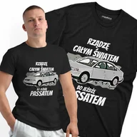 Koszulki męskie - KOSZULKA VW Rządzę całym światem bo jeżdżę passatem z humorem na PREZENT - miniaturka - grafika 1