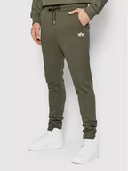 Spodnie sportowe męskie - Alpha Industries Spodnie dresowe Basic 116370 Zielony Regular Fit - miniaturka - grafika 1