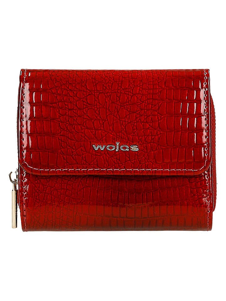 Wojas Skórzany portfel w kolorze czerwonym - 10 x 8 x 2 cm
