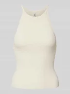 Koszulki i topy damskie - Top o kroju slim fit z drobnej dzianiny z mieszanki wiskozy model ‘GEMMA’ - miniaturka - grafika 1