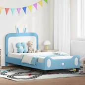 Łóżka dla dzieci i młodzieży - vidaXL Łóżko Dziecięce z Ramą i Zagłówkiem Niebieski 90 x 200 cm PU - miniaturka - grafika 1