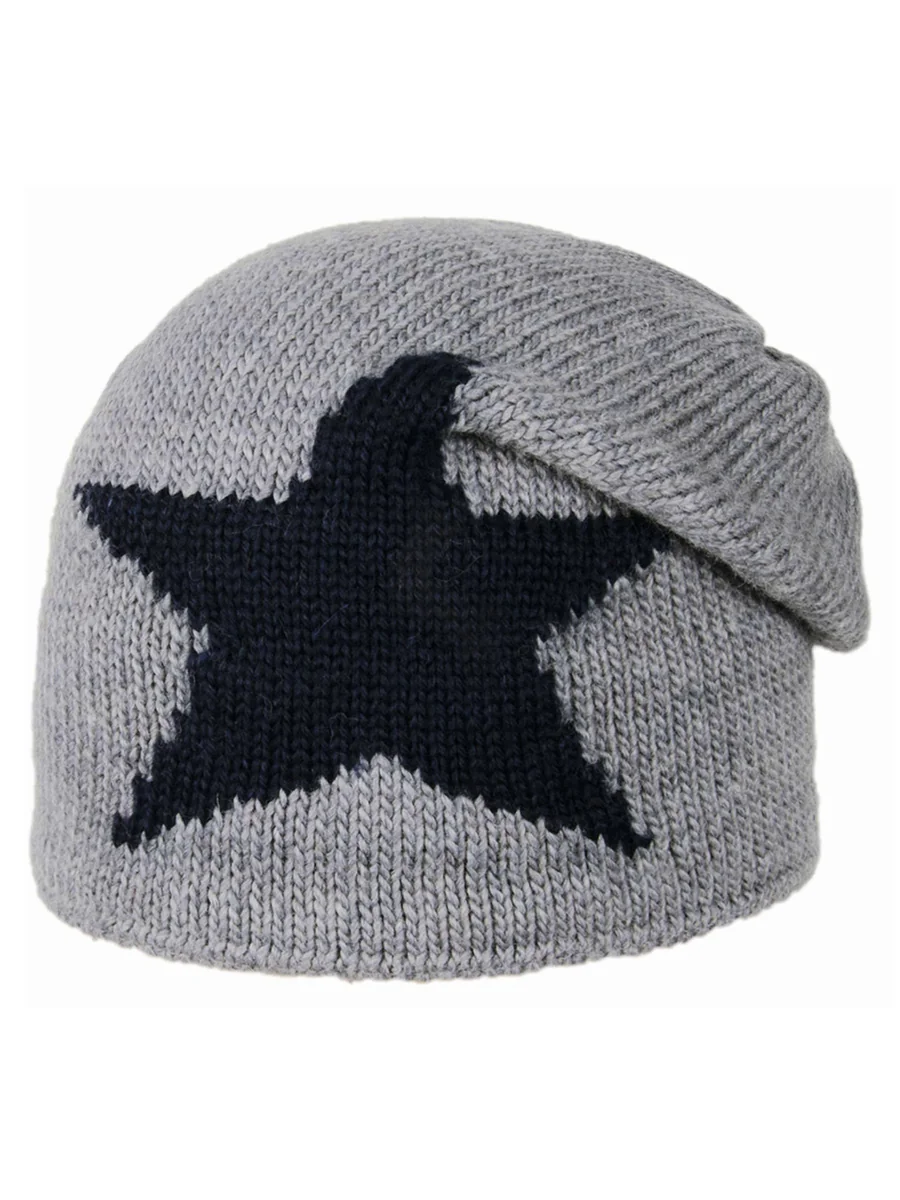 Czapka beanie szara z nadrukiem gwiazdy Doll r.53