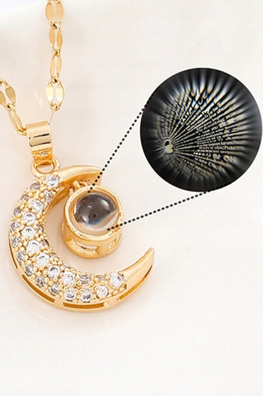 Naszyjnik wisiorek Księżyc Z Diamentami Moon I Love You prezent