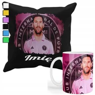 Gadżety dla niej i dla niego - Zestaw Kubek + Poszewka Z Nadrukiem-Dla Fana Lionel Messi Argentyna +Imię - miniaturka - grafika 1