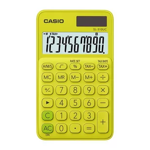 Casio SL-310uc-YG kalkulatora w modnym kolorze, 10-cyfrowy wyświetlacz LC-wyświetlacz z centrum przetwarzania danych za pomocą polecenia-wyświetlania, żółty SL-310UC-YG - Kalkulatory - miniaturka - grafika 1