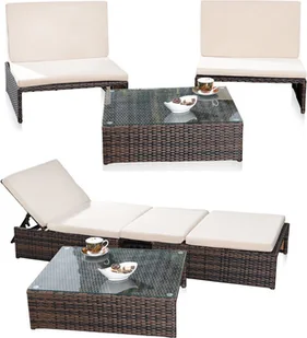 Mucola zestaw wypoczynkowy ogrodowy z polirattanu 2 fotele i stół salon ogrodowy meble ogrodowe zestaw jadalniany - brązowy - Meble ogrodowe - miniaturka - grafika 1