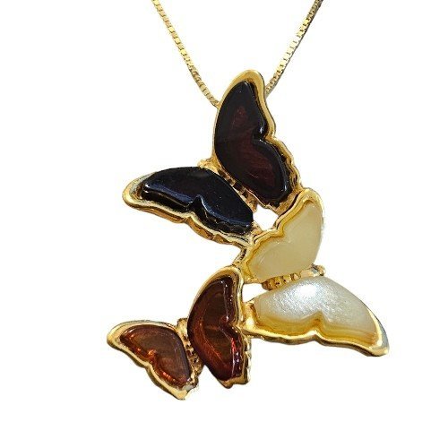 ankabizuteria.pl Zawieszka z bursztynem MOTYLKI srebro pr. 925 pozłac