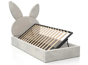 Łóżko dziecięce tapicerowane z pojemnikiem 90x200 ze stelażem szary Velvet Kids Line 2 Królik - Łóżka dla dzieci i młodzieży Łóżko dziecięce tapicerowane z pojemnikiem 90x200 ze stelażem szary Velvet Kids Line 2 Królik - Łóżka dla dzieci i młodzieży - miniaturka - grafika 1