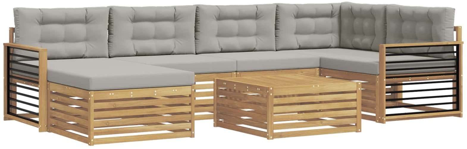 vidaXL Zestaw sof na zewnątrz z poduszką 7 pcs Biały i jasnoszary