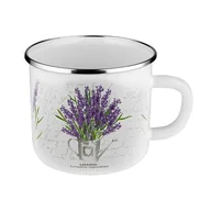 Kubki - Kubek emaliowany Bukiet prosty lawenda 1,2 l biały - miniaturka - grafika 1