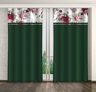 Zasłony - Zasłona Gotowa Na Żabki, 160X250, Zielona W Kwiaty, Zmk-009 - miniaturka - grafika 1