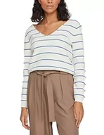 Swetry damskie - Vila Damski sweter VICHAO V-Neck L/S Knit TOP/SU-NOOS dzianinowy sweter, biały Alyssum/Stripes: Federal Blue, S, White Alyssum/Stripes:federal Blue, S - miniaturka - grafika 1
