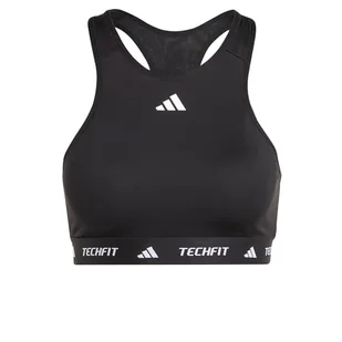 adidas Damski biustonosz treningowy Powerimpact Medum Support Techfit z wysokim dekoltem, L A-B czarny - Biustonosze - miniaturka - grafika 1