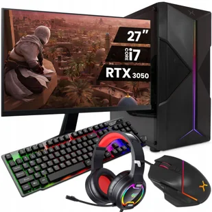 Zestaw Komputer Do Gier Intel i7 16GB 512GB SSD+500GB HDD RTX 3050 Windows 10 + Monitor 27&amp;quot; - Zestawy komputerowe - miniaturka - grafika 1