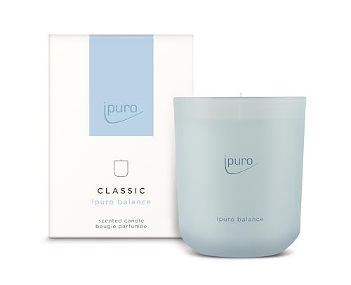ipuro Classic dekoracyjna świeca zapachowa – Blanc | świeca zapachowa w szkle z geranium, miętą i drzewem sandałowym | świeży zapach letniego deszczu | świece o długotrwałym zapachu | świeca zapachowa