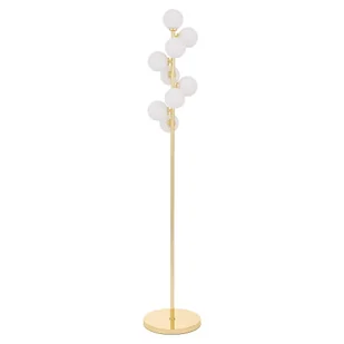 Lumina Deco PETRICA W9 lampa podłogowa złota rurka z białymi szklanymi kulami 9xG9 - Lampy stojące - miniaturka - grafika 1