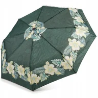 Parasole - Parasol Składany Automatyczny XL Parasolka Damska Pokrowiec Kwiaty Zielona - miniaturka - grafika 1