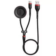 Kable USB - Baseus 2w1 kabel USB - USB Typ C 40 W / ładowarka bezprzewodowa Huawei / Honor watch 1,5 m 5 A czarno-czerwony (CA1T2-91) - Czarno-czerwony CA1T2-91 - miniaturka - grafika 1