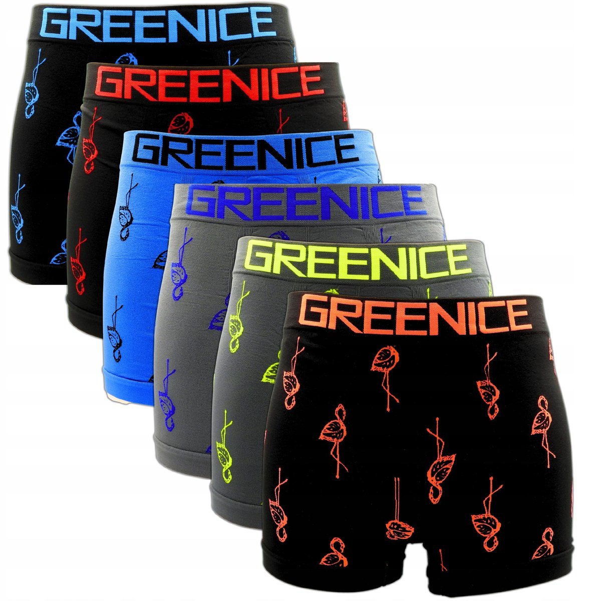 6x BEZSZWOWE MAJTKI ELASTYCZNE BOKSERKI MĘSKIE GREENICE ZESTAW ROZMIAR M/L