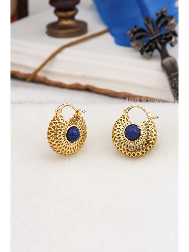 L'Atelier de Gaia Pozłacane kolczyki z lapis lazuli