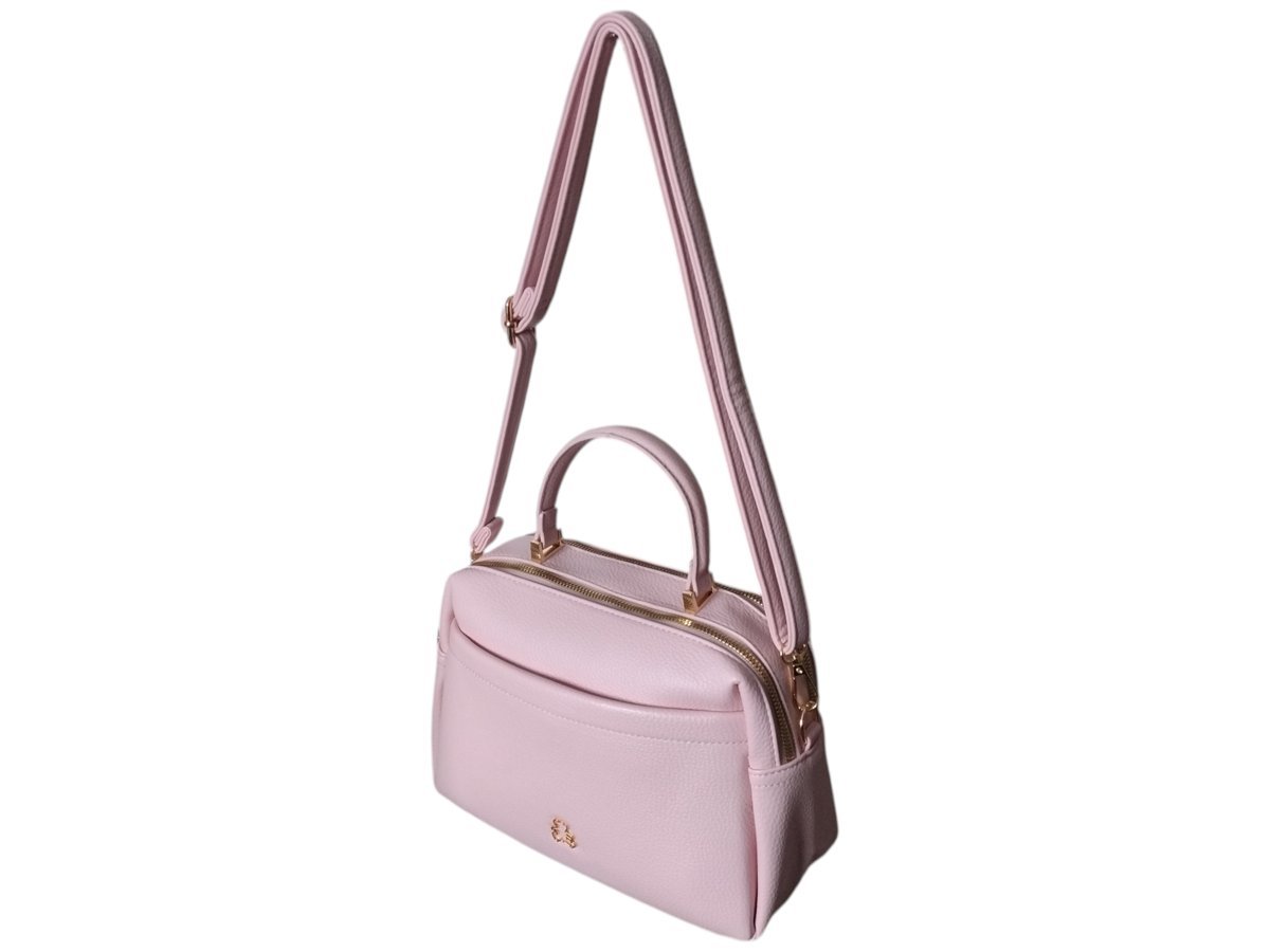 Torebka Damska, Mała Listonoszka Na Ramię, Miejski Kuferek Eko-Skóra Różowy