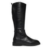 Kozaki damskie - Kozaki Calvin Klein Knee Boot W/ Metal Logo HW0HW02665 Czarny - miniaturka - grafika 1