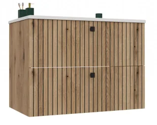 Wisząca szafka z umywalką 80 cm dąb evoke - Modi 3X - Szafki łazienkowe - miniaturka - grafika 1