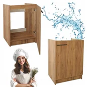 Szafki kuchenne - Nowoczesna Szafka Kuchenna Stojąca Dąb Złoty 60 x 50 x 83 pod Zlewozmywak - miniaturka - grafika 1