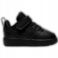 Buty dla dziewczynek - BUTY DZIECIĘCE NIKE COURT BOROUGH LOW ROZMIAR 17 CZARNE NA RZEPY SPORTOWE - miniaturka - grafika 1
