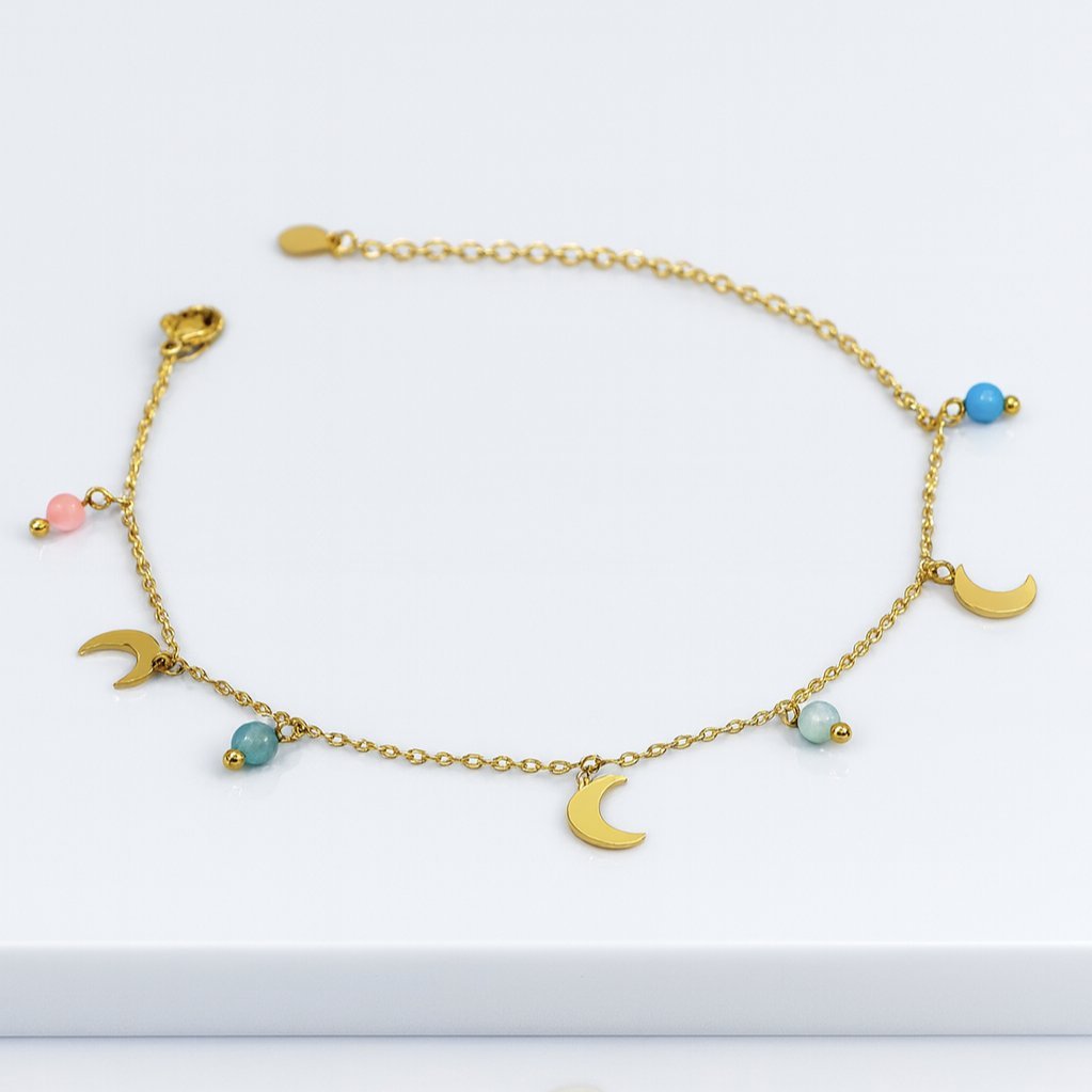 Bransoletka na kostkę z księżycem