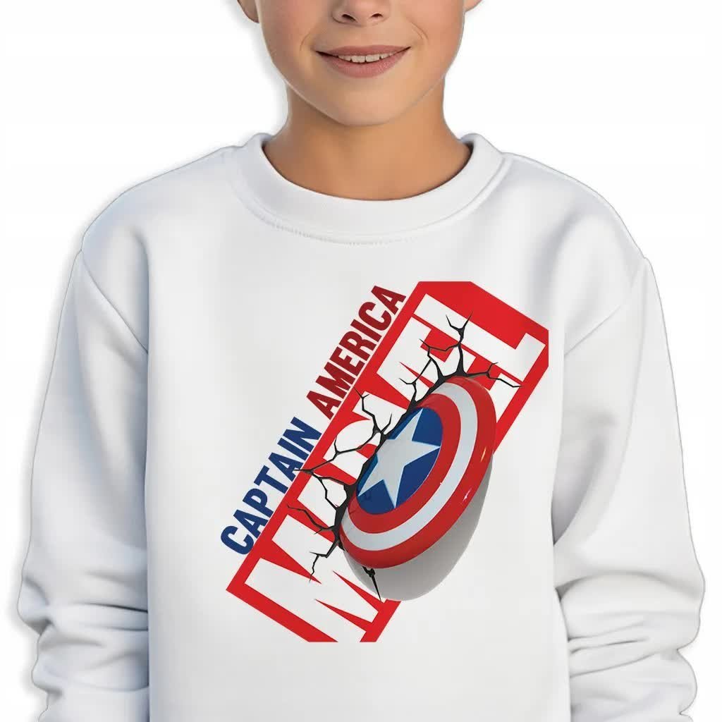 Bluza Dziecięca Biała Bawełniana Marvel Capitan America -140Cm (9 - 11) Wz