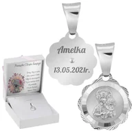 Dewocjonalia - Srebrny Medalik Matka Boska Częstochowska Z Grawerem - miniaturka - grafika 1
