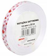 Pasmanteria - BREWIS Wstążka satynowa 12mmx22m serca biała Brewis 3 - miniaturka - grafika 1