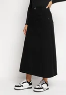 Spódnice - Czarna Spódnica Maxi Trapezowa Blovima - miniaturka - grafika 1