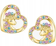 Biżuteria dla dzieci - ZŁOTE KOLCZYKI JEDNOROŻCE SERCE STAL CHIRURGICZNA 316L - miniaturka - grafika 1