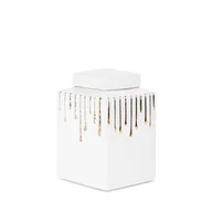 Pojemniki kuchenne - CERAMICZNY SŁOIK POJEMNIK GLAMOUR 14X14X23CM BIAŁY - miniaturka - grafika 1