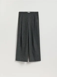 Reserved - Szerokie spodnie z zakładkami - ciemnoszary - Spodnie damskie - miniaturka - grafika 1