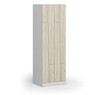 Szafki biurowe - Szafka ubraniowa metalowa Z, 4 szafki, 1850 x 600 x 500 mm, zamek cylindryczny, drzwi laminowane, dąb naturalny - miniaturka - grafika 1