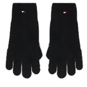 Rękawiczki - Rękawiczki Damskie Tommy Hilfiger Flag Fluffy AW0AW17797 Czarny - miniaturka - grafika 1